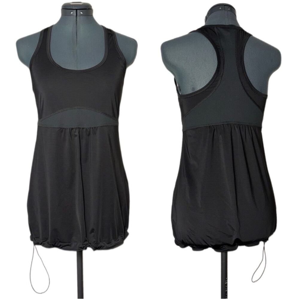 Lucy Racerback Tank Top with Cinch Hem Women's Size Medium Mesh Gray stripe